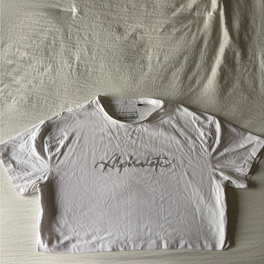 White Alphalete Crop Top